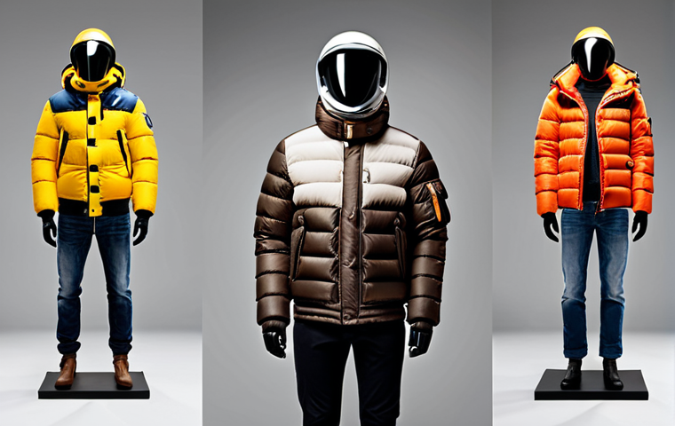 파라점퍼스 vs 몽클레르 겨울 아우터 - A fashionable Moncler jacket showcased in a stylish urban environment, fully clothed person wearing ...