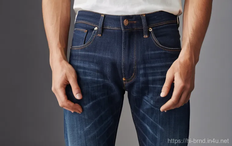 리바이스와 누디진 데님 비교 - **Prompt for Nudie Jeans: The Personalized Raw Denim Journey**
    "A detailed, close-up shot from t...