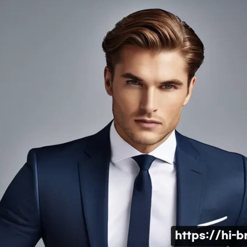 톰브라운과 드리스 반 노튼 비교 - A sophisticated male model wearing a classic Tom Brown suit featuring clean lines and a precise cut,...