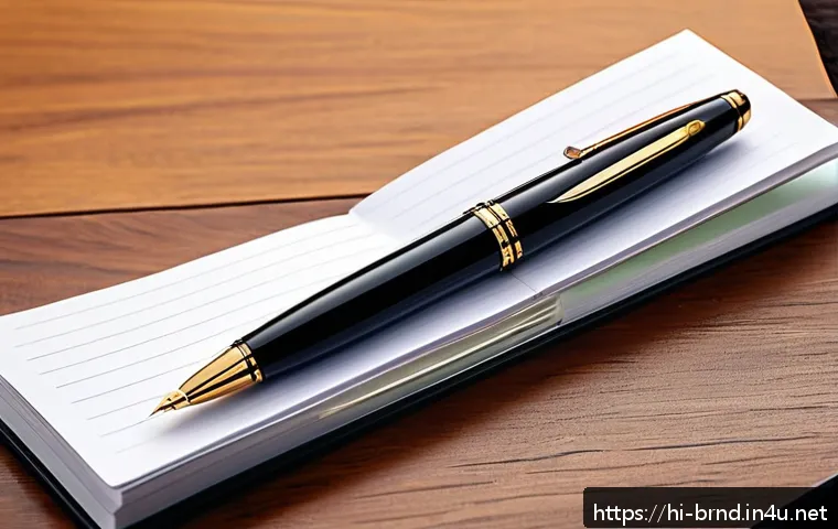 몽블랑과 듀퐁 만년필 추천 - A luxurious Montblanc pen resting on a polished wooden desk, featuring a classic, simple design with...