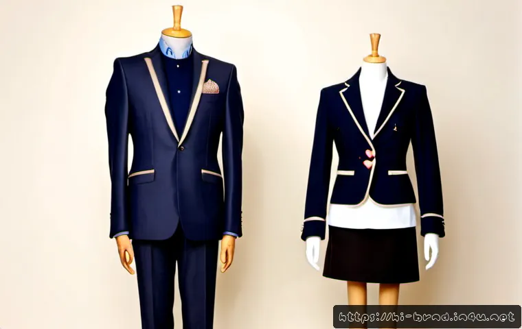 Home 17 톰브라운과 아미의 클래식 재킷 비교 - Photorealistic fashion comparison scene, two elegant classic wool jackets displayed side by side on ...